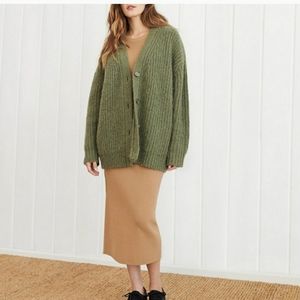 NWT Jenni Kayne Cocoon olive green alpaca Oversized Cardigan L